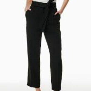 Wilfred Aritzia Japanese Crepe Brown Belted Cropped High Rise Pants Size 8